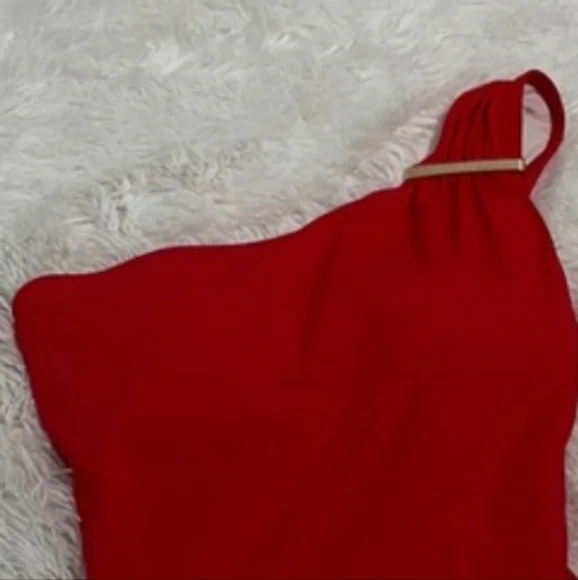 NWOT MICHAEL Michael Kors Red One-Shoulder Swimsuit - Picture 4 of 4